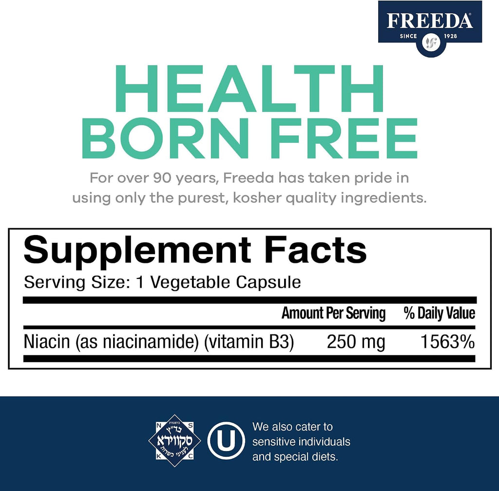 Freeda Niacinamida - Vitamina B3 250 mg - 500 Cápsulas
