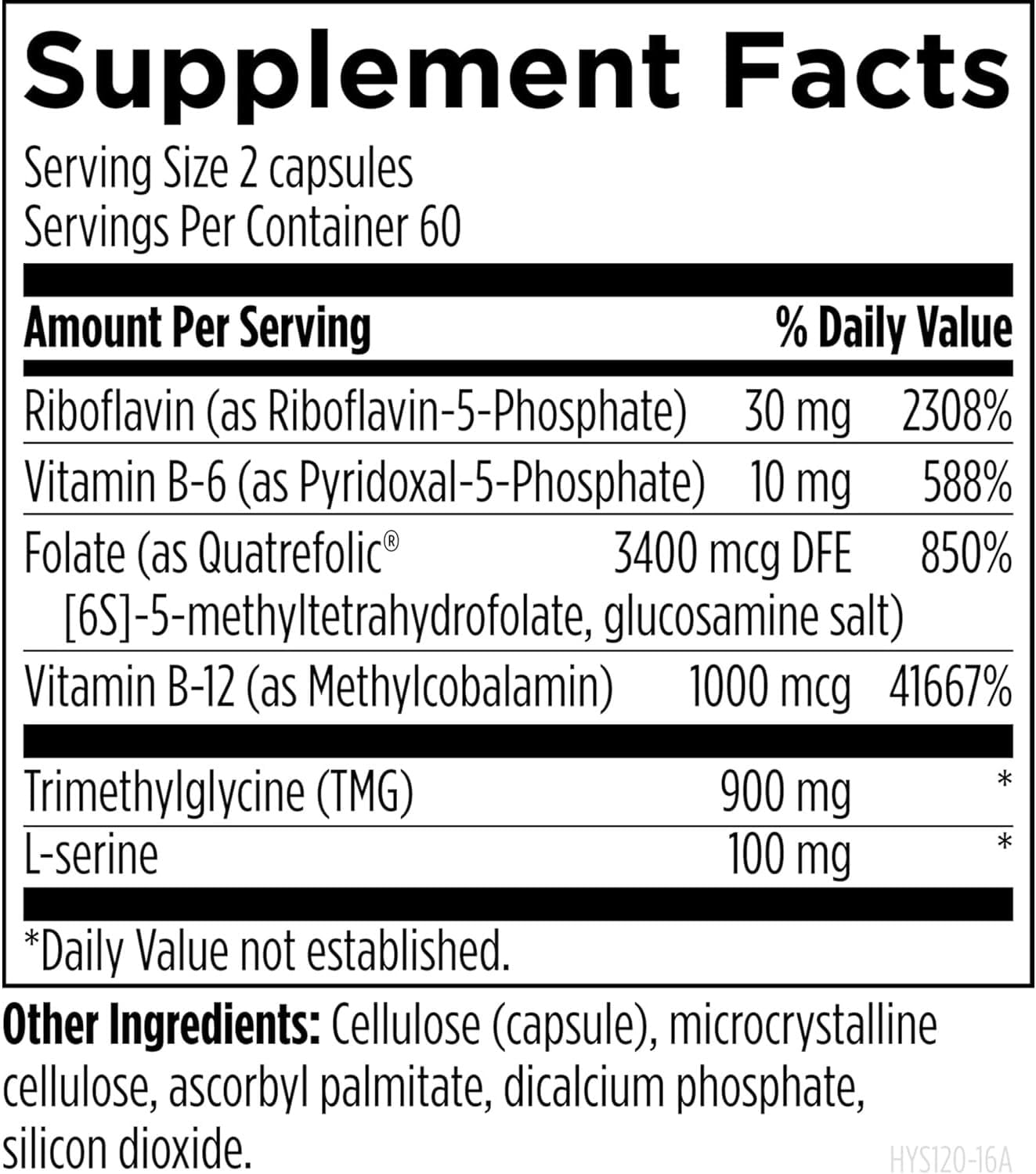 Designs for Health Homocysteine Supreme - Complejo de Vitaminas B Metilado con Riboflavina, B6, B12, Folato, L-Serina y TMG (120 Cápsulas)