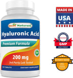 Best Naturals Ácido Hialurónico 200 mg - 120 Comprimidos (No-GMO, Sin Gluten)