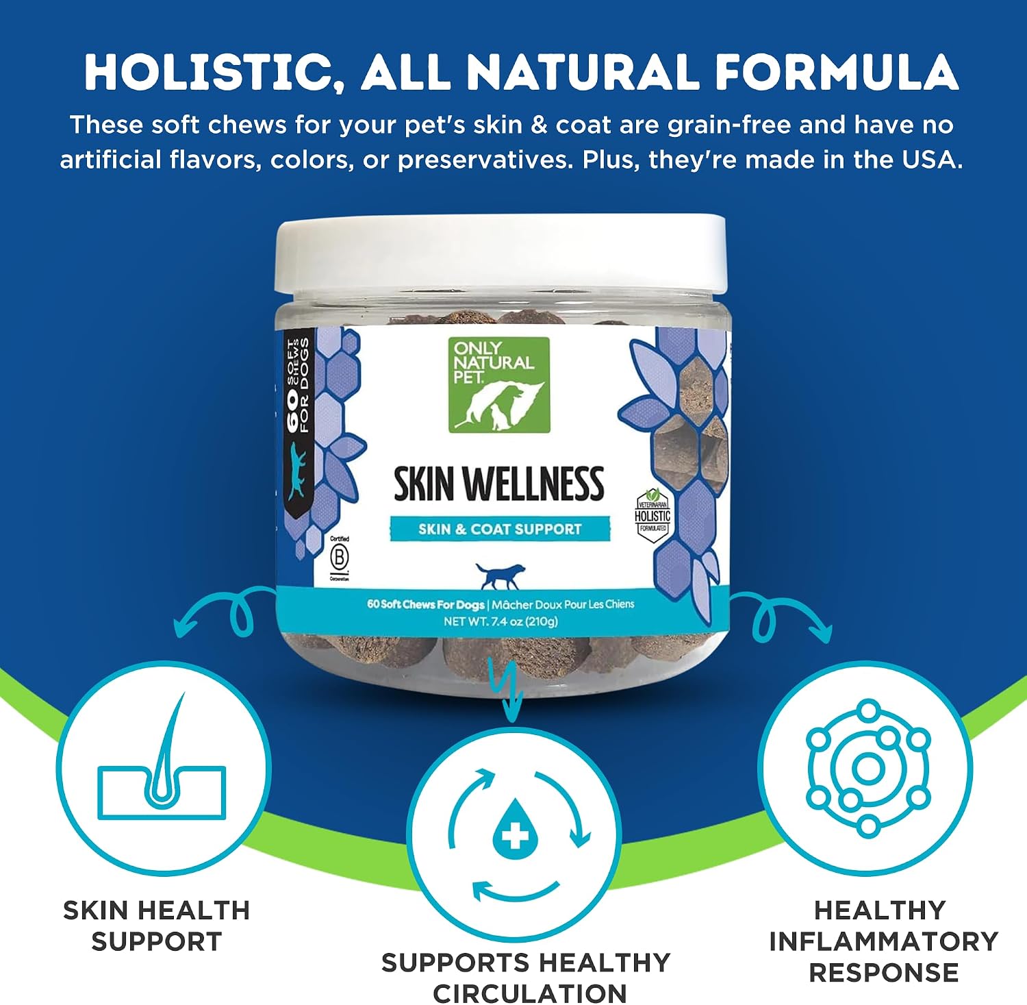 Only Natural Pet Skin Wellness Soft Chew 60 unidades