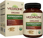 VEDAONE Ashwagandha Orgánica en Cápsulas - 750mg por Cápsula, 60 Cápsulas (Suministro para 1 Mes)