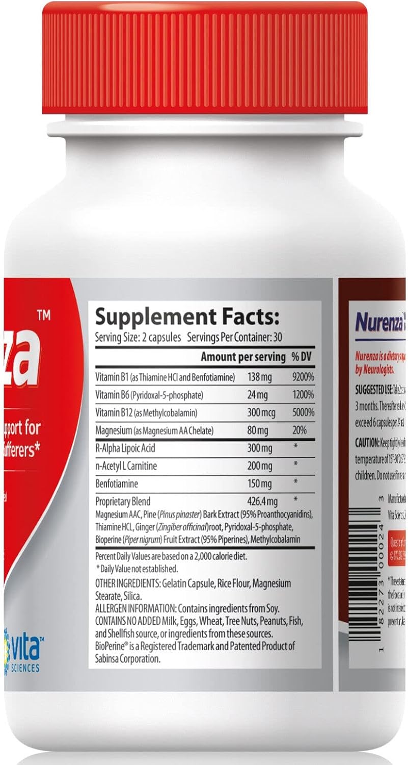 Vita Sciences Nurenza Apoyo Nervioso con R-ALA Natural y Antioxidantes