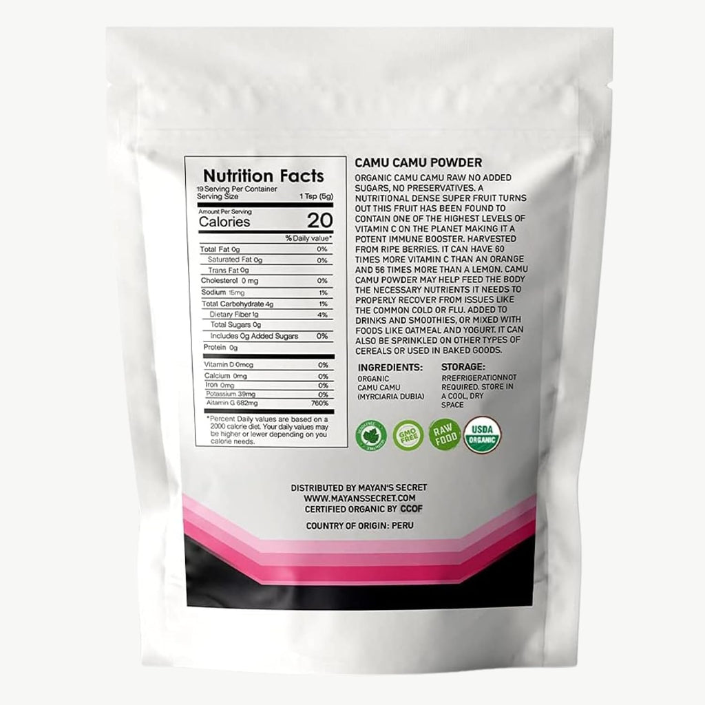 Mayan's Secret Camu Camu en Polvo Orgánico Certificado USDA - 99g (Pack de 2)
