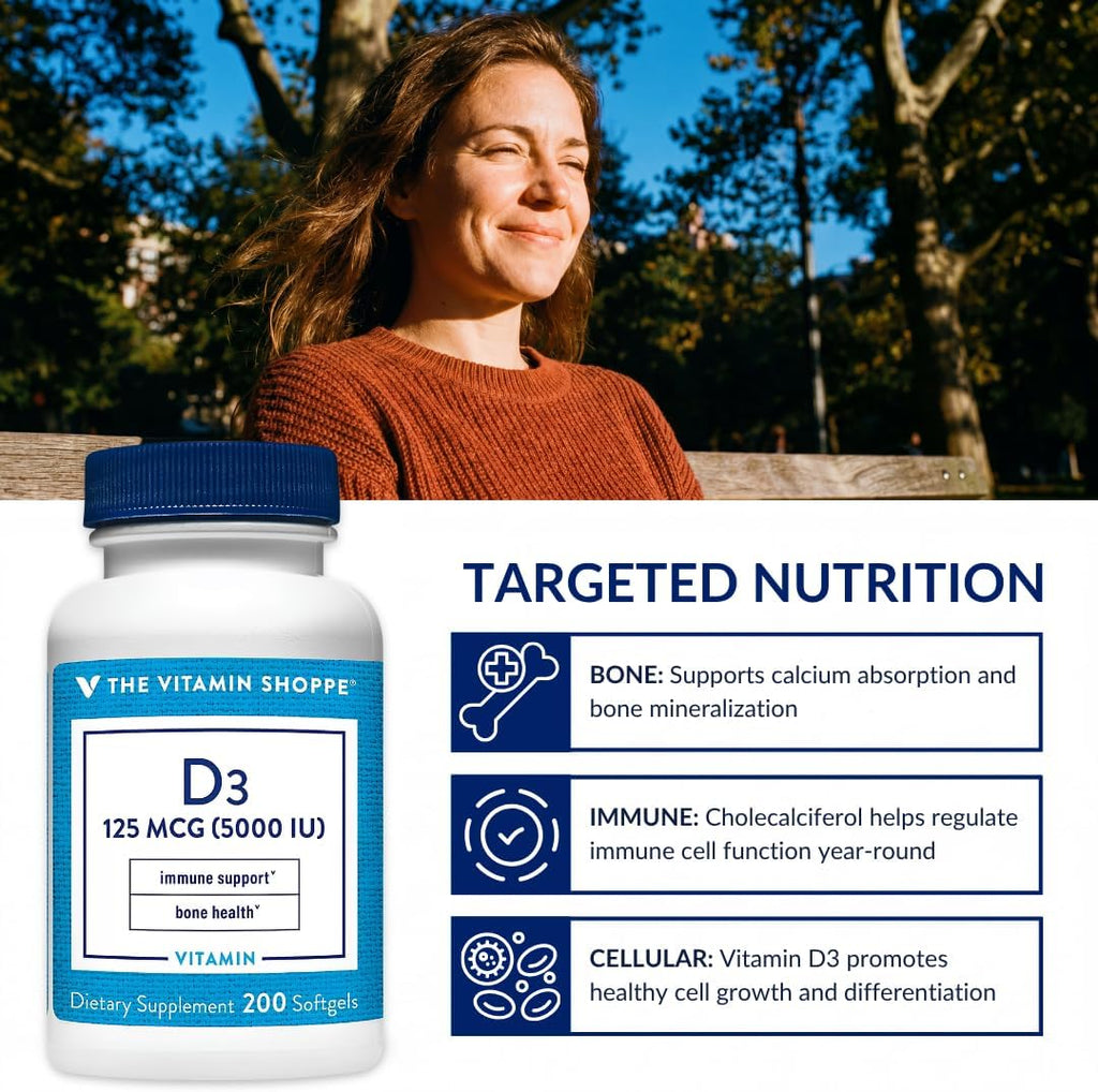 Vitamina D3 5000 IU - 200 Cápsulas Blandas