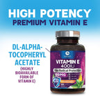 Vitamina E (DL-alfa-tocoferol) 180 mg por dosis - Cápsulas blandas - Apoyo antioxidante para piel, corazón e inmunidad - 120 cápsulas