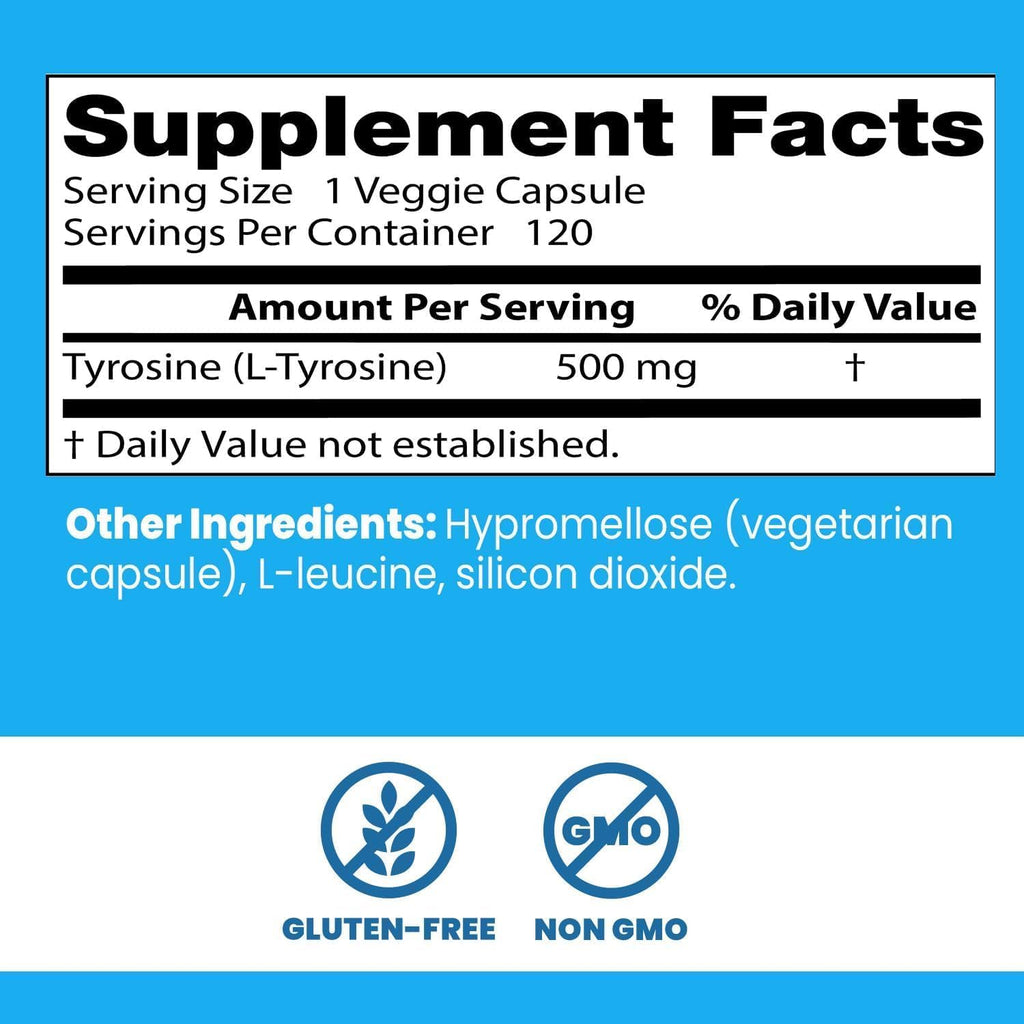 Doctor's Best L-Tirosina 500 mg - 120 Cápsulas Veganas