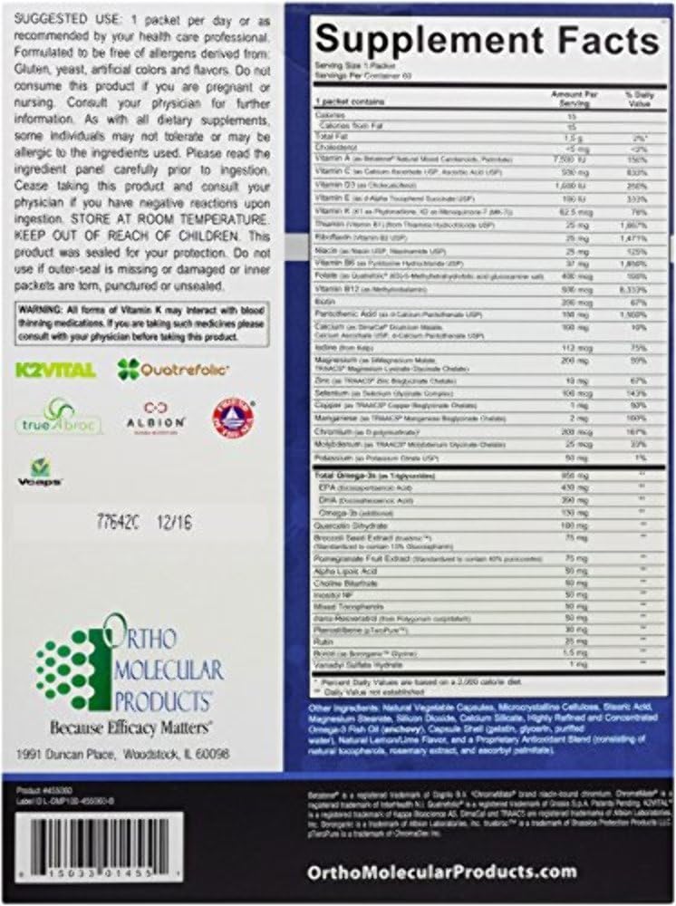 Ortho Molecular - Alpha Base Premier Packs - 60 COMP.