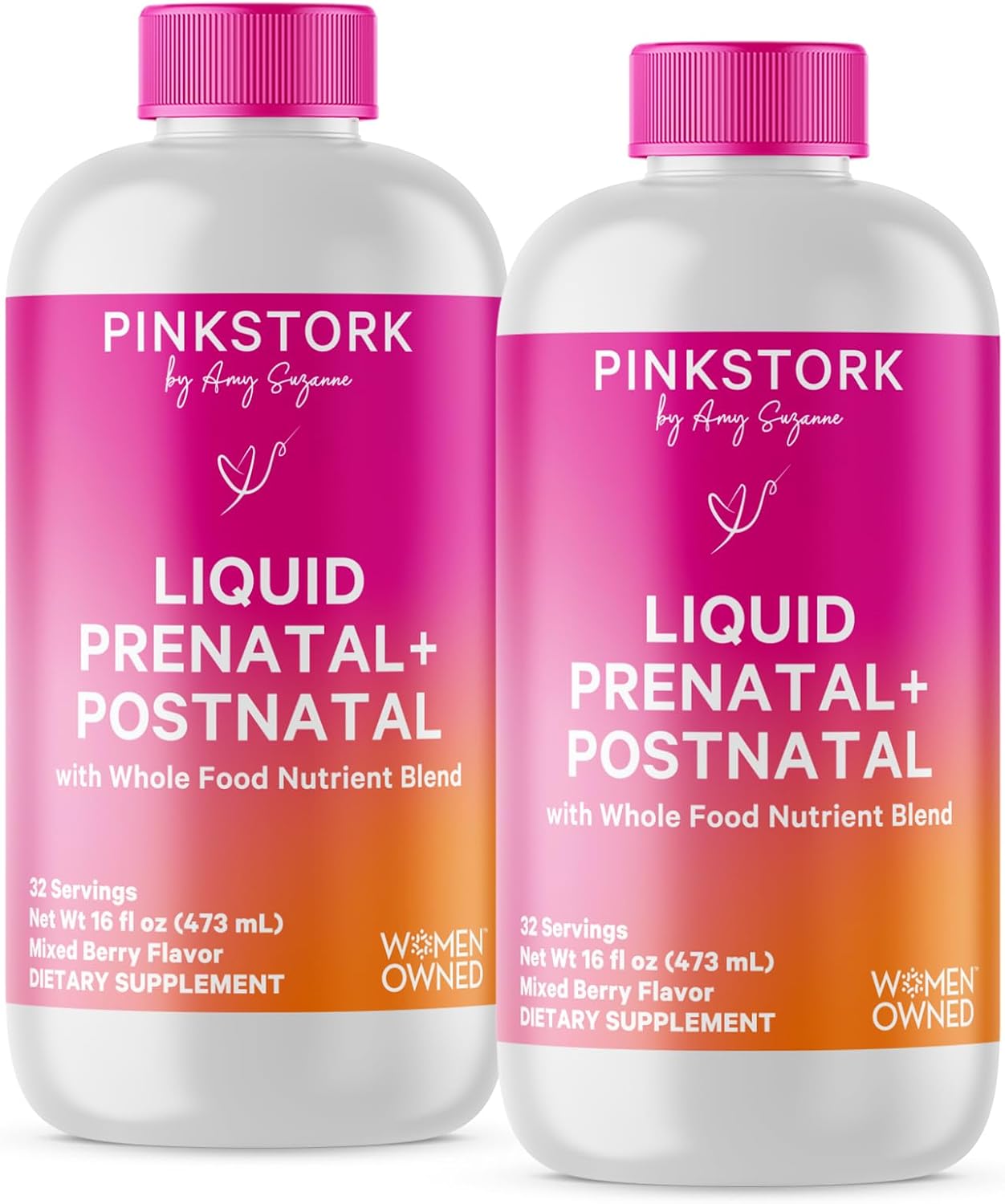 Pink Stork Vitaminas Prenatales Líquidas – Sabor Berry, 32 Porciones