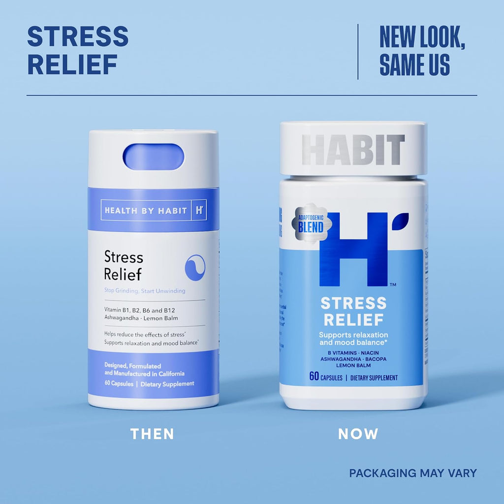 Habit Stress Relief Supplement (60 Cápsulas) - Apoya la Relajación y el Equilibrio del Estado de Ánimo, con Vitaminas B y Adaptógenos