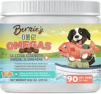 Bernie's OMG! Omega Masticables para Perros - 5X Extra Fuerza DHA+EPA, Aceite de Pescado, Piel y Pelaje Saludables, Alivio de Alergias, Suplemento Articular (Sabor Salmón)
