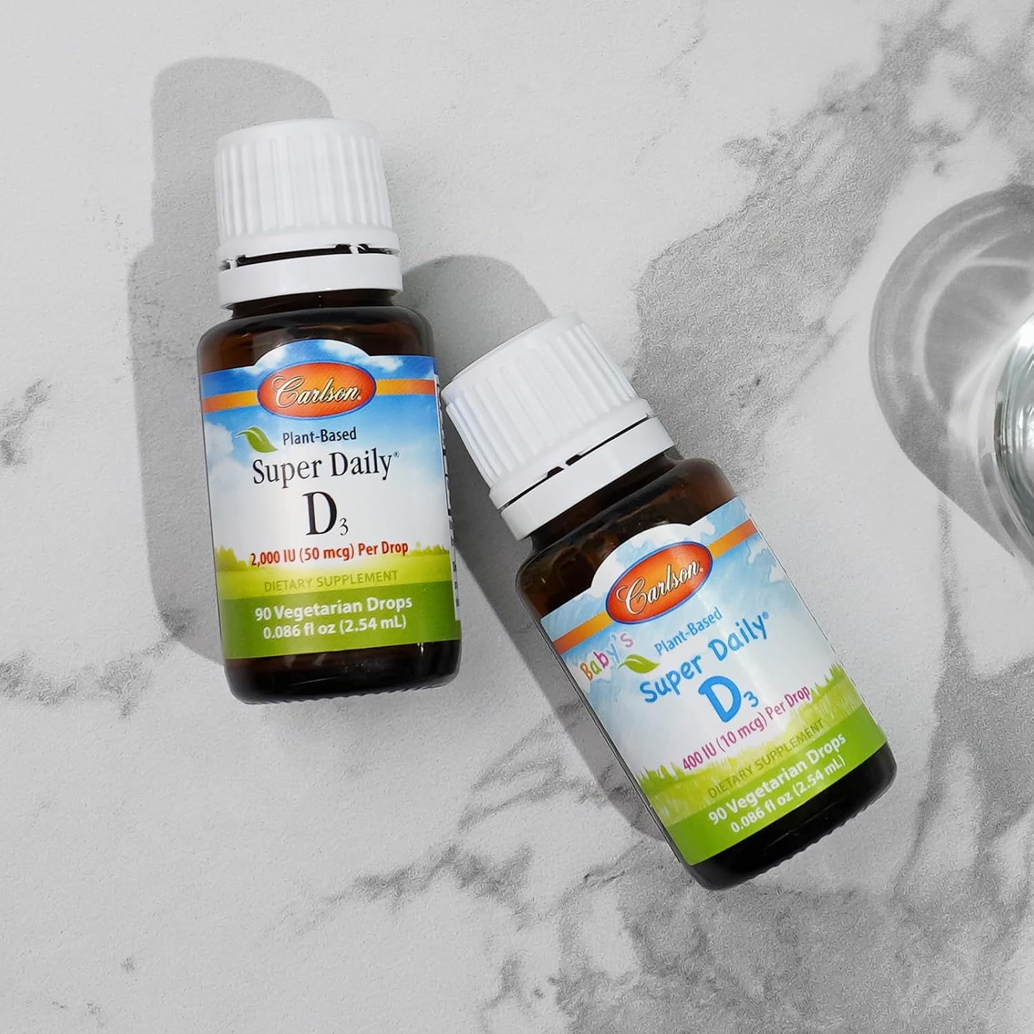 Carlson - Baby's Plant-Based Super Daily D3, Gotas de vitamina D3 vegetal para bebés, 400 UI (10 mcg) por gota, 90 gotas