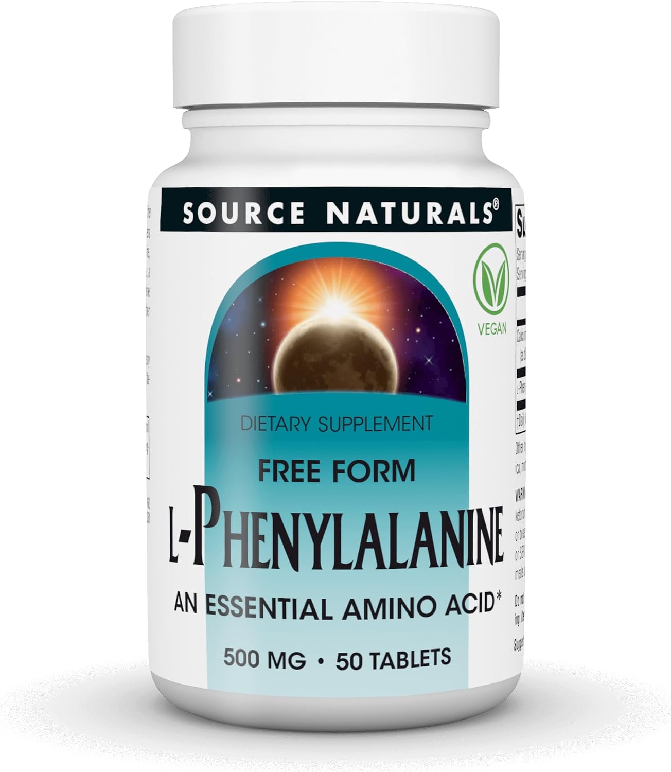 Source Naturals L-Phenylalanina, 500 mg - 50 Comprimidos Veganos