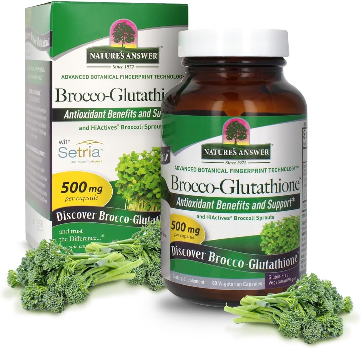 Nature's Answer Brocco-Glutathione | Cápsulas Vegetales con Brotes de Brócoli y Glutatión | 60 cápsulas