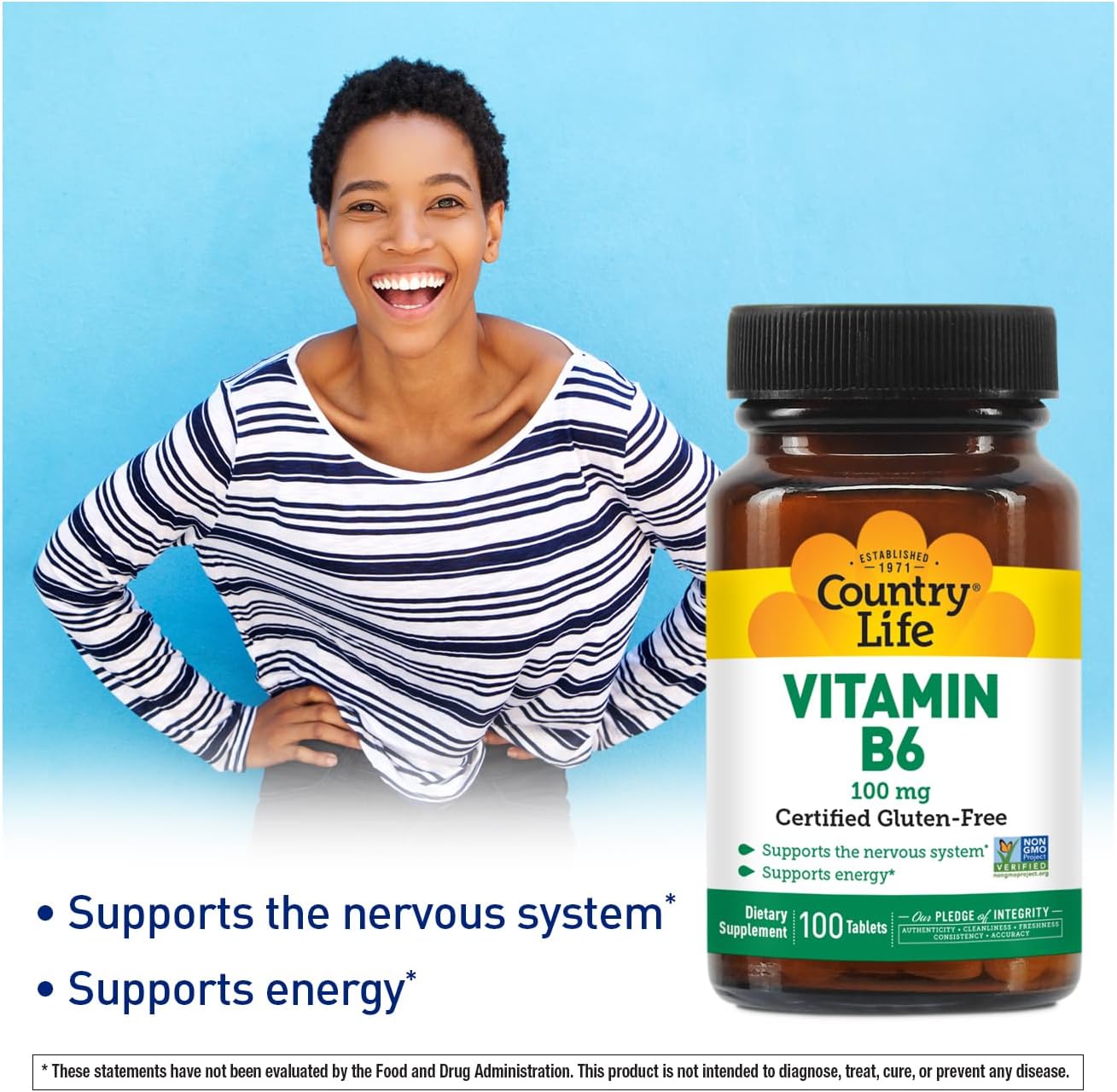 Country Life Vitamina B-6 100mg, 100 Cápsulas Veganas