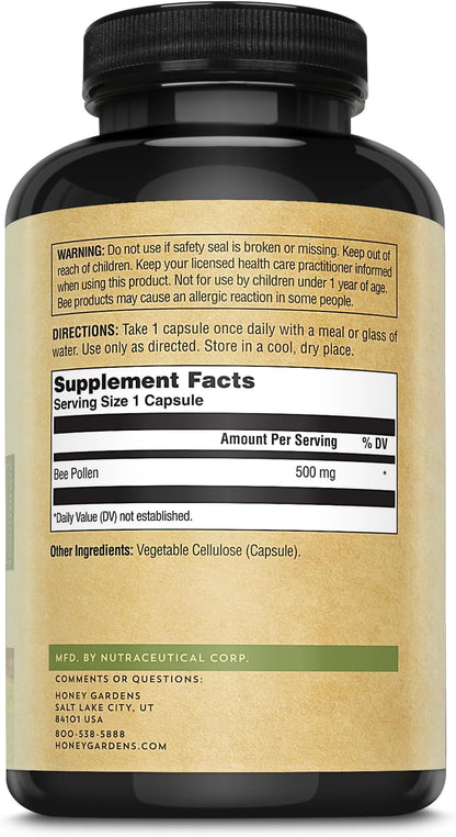 Honey Gardens Bee Pollen, Cápsulas - 580mg, 150 cápsulas – Image 2