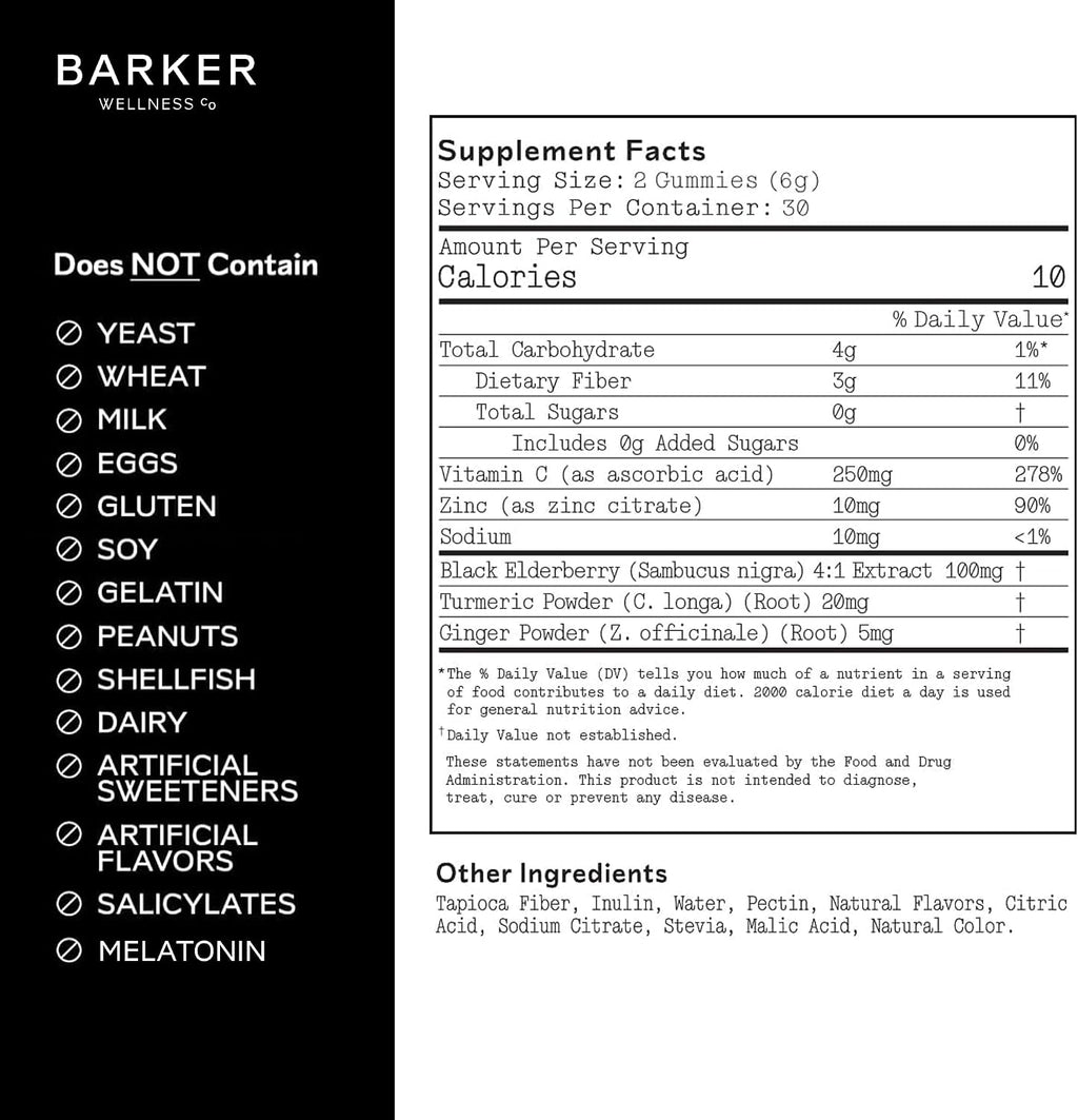 Barker Wellness Gominolas Inmunitarias con Vitamina C y Zinc - 60 uds