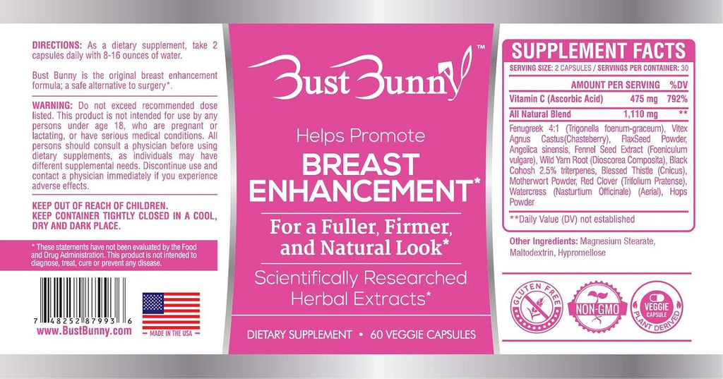 Bust Bunny Pastillas para Aumento de Senos - Vegano - 6 Meses