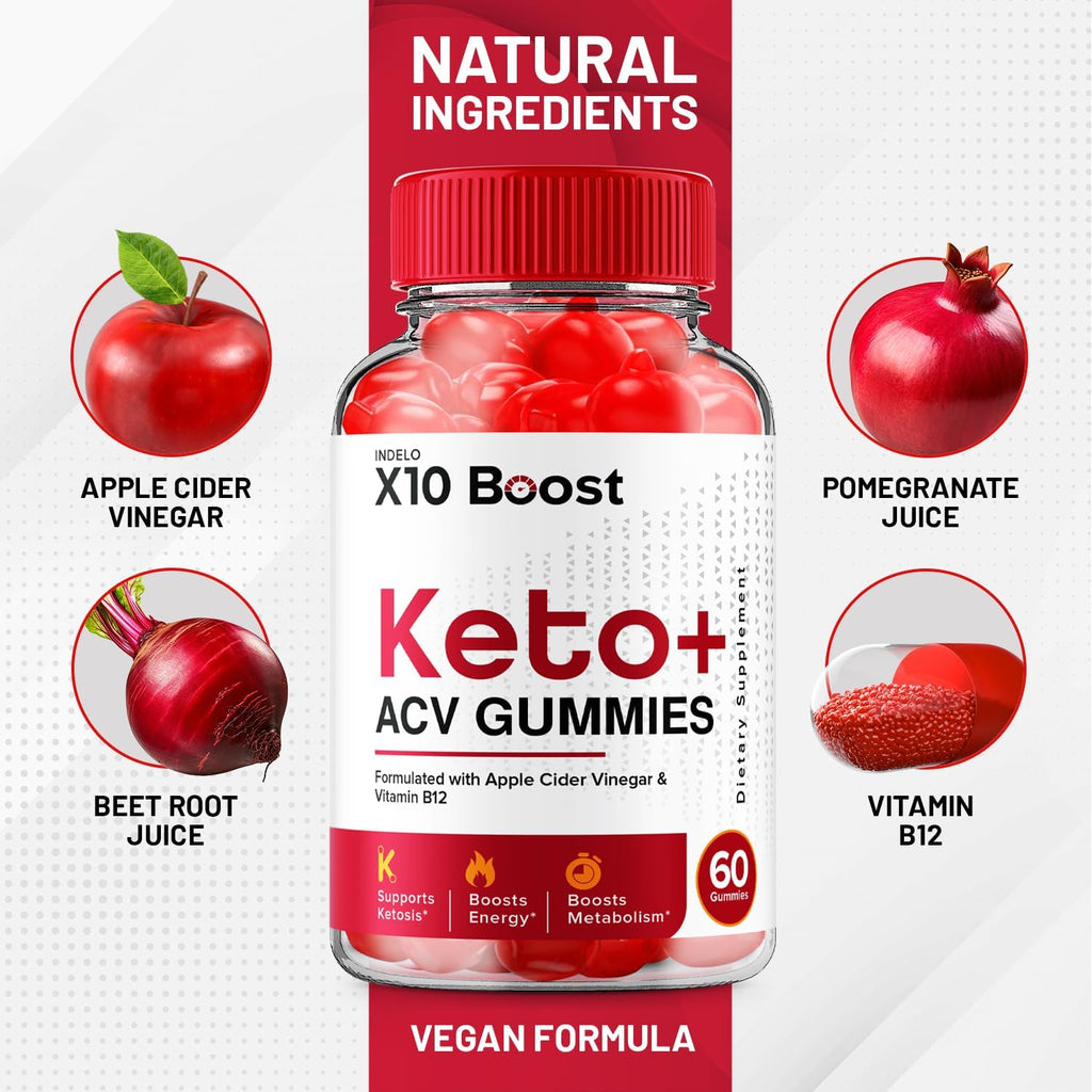 X10 Boost Keto ACV Gummies - Gominolas Keto con Vinagre de Manzana y B12 (60 Gominolas)