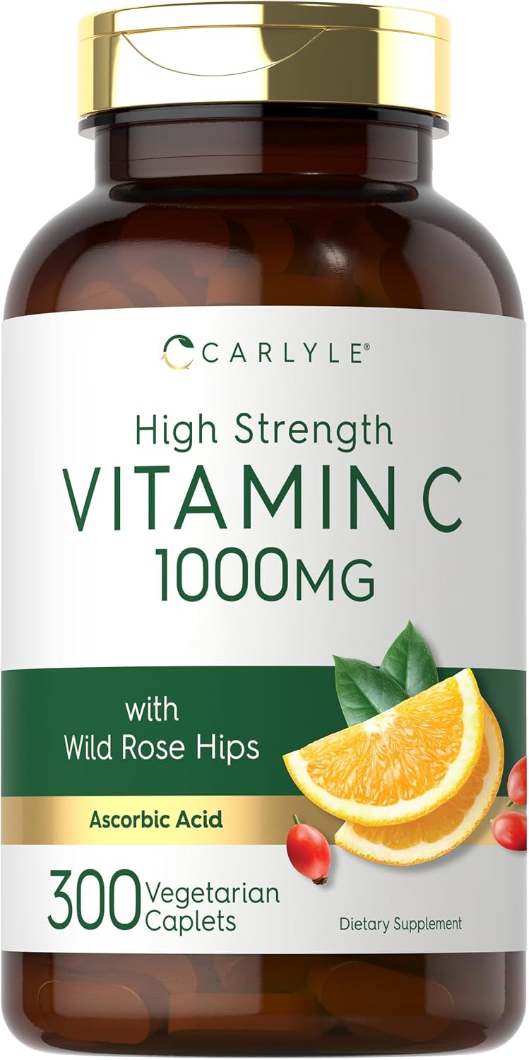 Carlyle Vitamina C 1000 mg con Escaramujo | 300 Caplets Vegetarianos | Fórmula de Alta Potencia