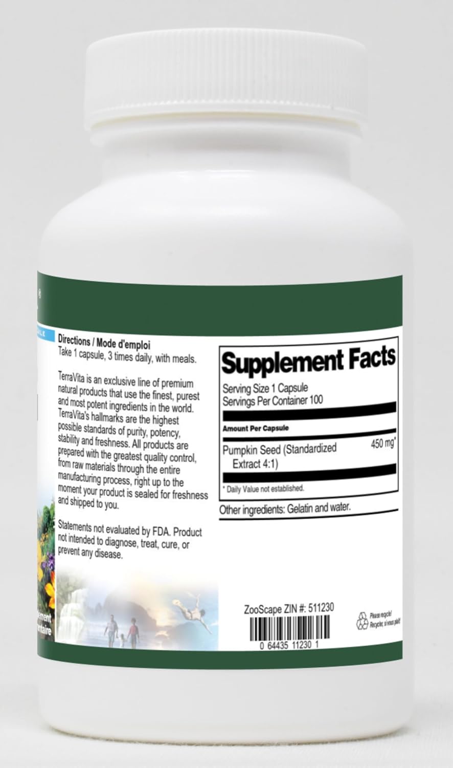 Extracto de Semilla de Calabaza Ultra Potente 4:1 - 450 mg (100 Cápsulas)