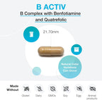 XYMOGEN B Activ - Complejo de vitaminas B para el metabolismo de carbohidratos - Apoya el sistema nervioso, la función adrenal e inmune - Sin gluten y vegetariano - 180 unidades (Envase de 1)