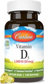 Carlson Vitamina D3 2000 UI, 120 Cápsulas Blandas
