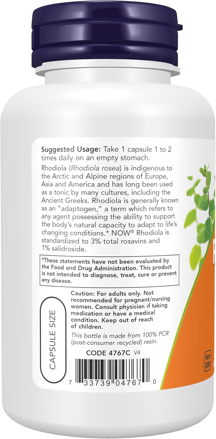 NOW Foods, Rhodiola 500 mg, 60 Cápsulas Vegetales