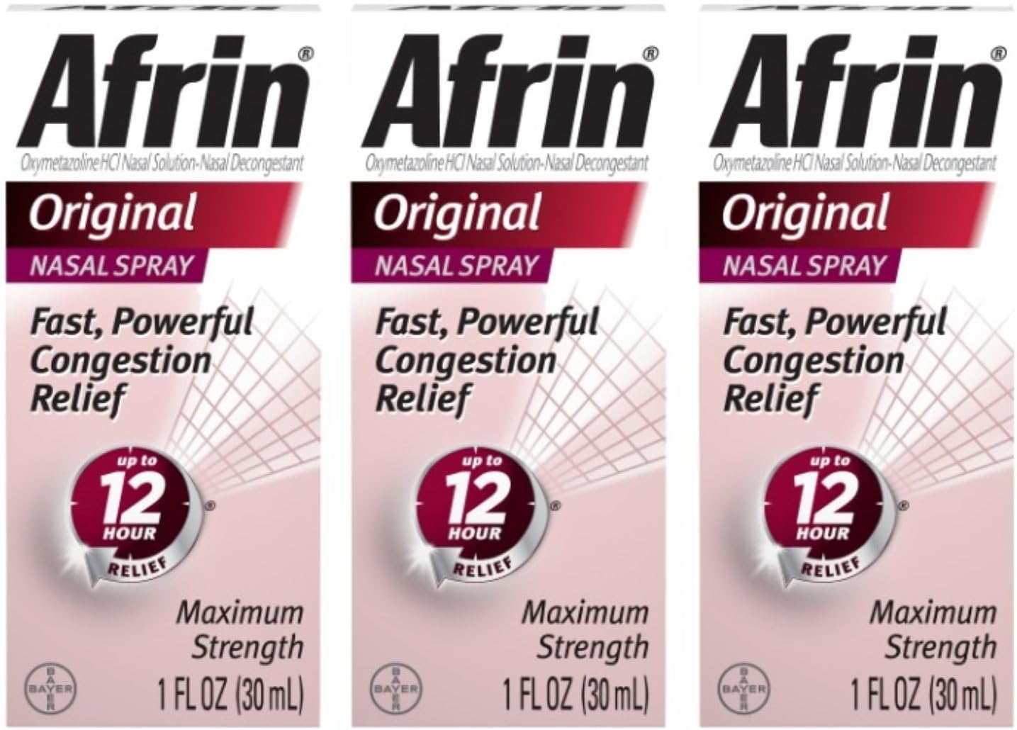 Afrin Original Máxima Potencia Spray Nasal 12 Horas - 3 botellas de 30 ml c/u