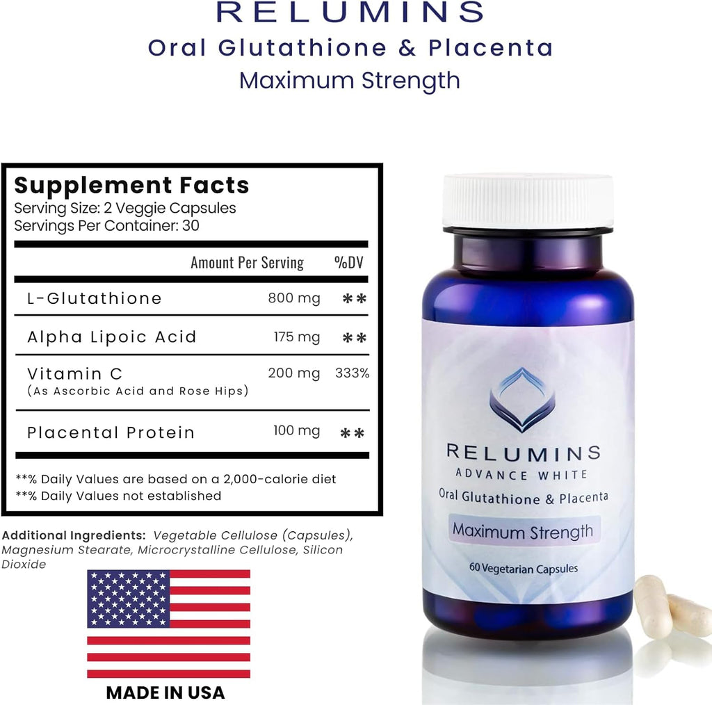 Relumins Advanced Skin Supplement Set - L-Glutathione Complex, Vitamin C and Antioxidants - Nourishing Formula for Healthy Skin - 30-Day Supply