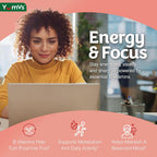 YUM-V'S Complejo B en gominolas con vitamina C – 1 al día para energía y sistema nervioso – Vegano, Kosher – 70 unidades (2 paquetes)
