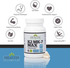 Health As It Ought To Be Vitamina K2 MK-7 300 mcg – Suplemento extra fuerte, sin soja – 60 cápsulas