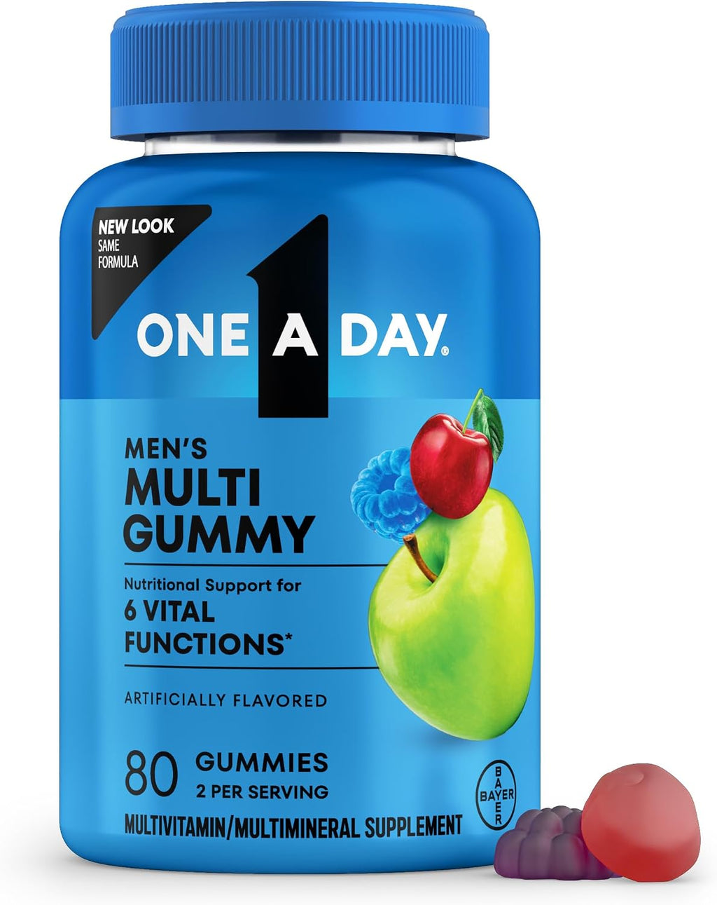 One A Day Men's Multivitamins Gummies – Multivitamínico para hombres con vitamina D, zinc, ácido fólico, gomitas masticables, 170 unidades
