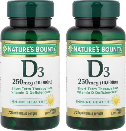 Nature's Bounty, Ultra Strength D3-10,000 – Alta potencia: cada cápsula blanda proporciona 10.000 UI de vitamina – Image 1