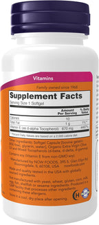 NOW Foods Vitamina E 1000 UI con Tocoferoles Mixtos, 50 Cápsulas Blandas