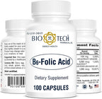Bio-Tech Pharmacal B6-Ácido Fólico, 100 Cápsulas – Suplemento Alimenticio Natural