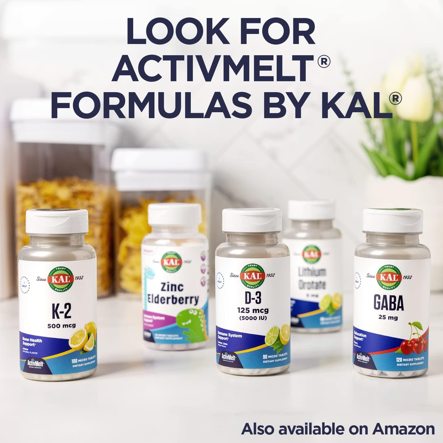 KAL Calcio Vitamina D-3 ActivMix, Polvo de Calcio, Lactato y Gluconato de Calcio Biodisponible, Sin Sabor, Sin Gluten, 31 Dosis, 10.9 oz