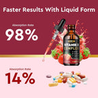 CFILIHTC Complejo B Líquido, Gotas de Vitaminas B con B1, B2, B3, B5, B6, B7, B9 y Metil B12 - Sabor Fresa, Vegano