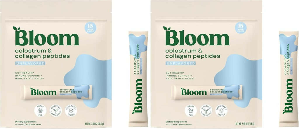 Bloom Nutrition Polvo de Calostro Bovino con Vitamina B12 y Probióticos | Sin Sabor, 25 Raciones