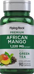 Piping Rock African Mango Seed Extract with Green Tea | 90 Capsules | Extra Strength Supplement | Non-GMO, Gluten-Free