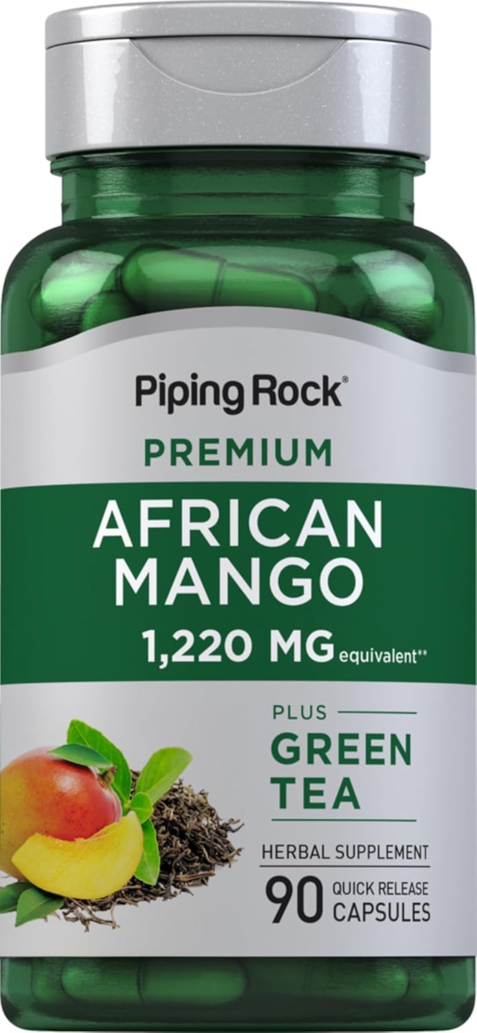 Piping Rock African Mango Seed Extract with Green Tea | 90 Capsules | Extra Strength Supplement | Non-GMO, Gluten-Free
