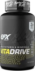 EFX Sports Vita Drive | Multivitamínico para Atletas | Complejo de Vitaminas, Minerales, Micronutrientes y Antioxidantes | 30 Servicios, 120 Cápsulas