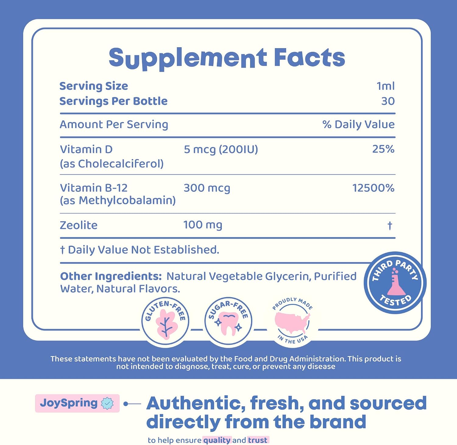 JoySpring LingoLeap – Fórmula Líquida para Niños con Zeolita Clinoptilolita, B12 Metilada y Vitamina D3 | Apoyo Diario Suave | 30 Dosis (30 ml)