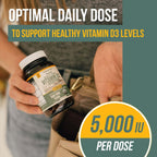 Vitamina D3 Orgánica 5000 UI - Vegana, de Origen Vegetal con Prebióticos - 60 Cápsulas
