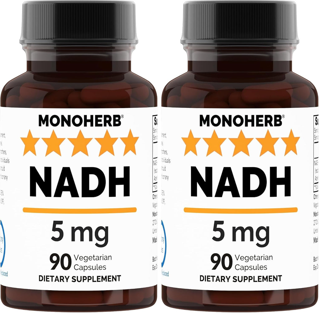 MONOHERB NADH 5 mg 90 Cápsulas Vegetarianas - Suplemento de Nicotinamida Adenina Dinucleótido Reducido