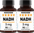 MONOHERB NADH 5 mg 90 Cápsulas Vegetarianas - Suplemento de Nicotinamida Adenina Dinucleótido Reducido