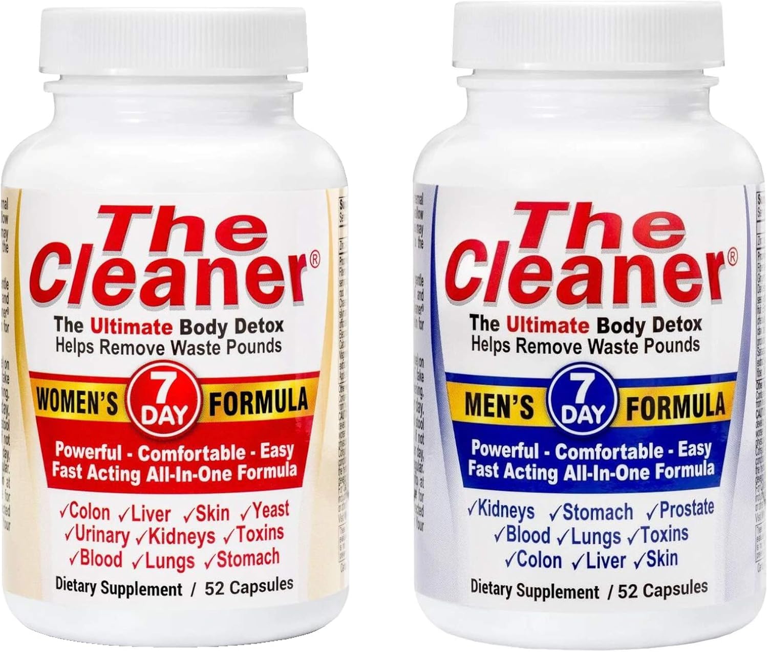 Century Systems The Cleaner 2 Pack Bundle: Detox 7 Días Mujer y Hombre (52 Cápsulas Cada Uno)
