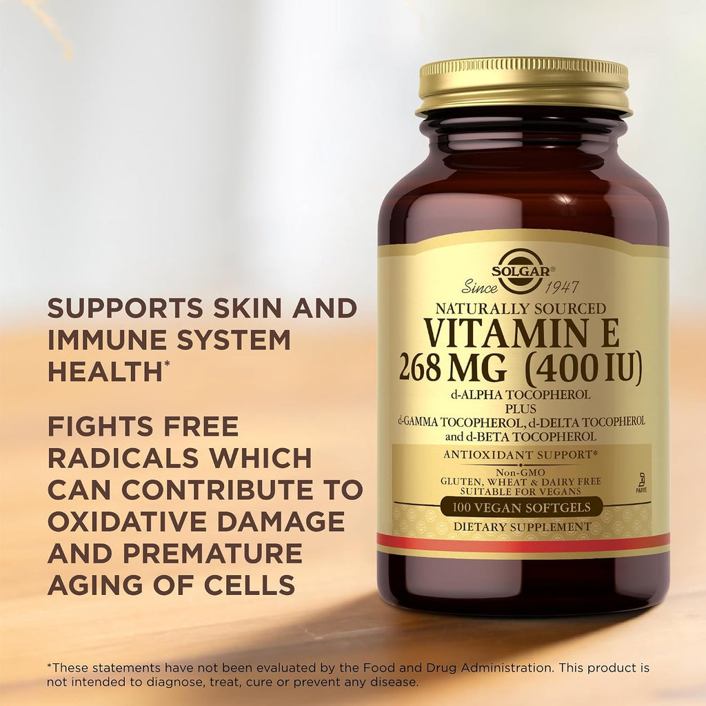 Solgar Vitamin E 268 mg (400 IU) - 100 Vegan Softgels - Natural Source - Non-GMO, Gluten-Free - 100 Servings