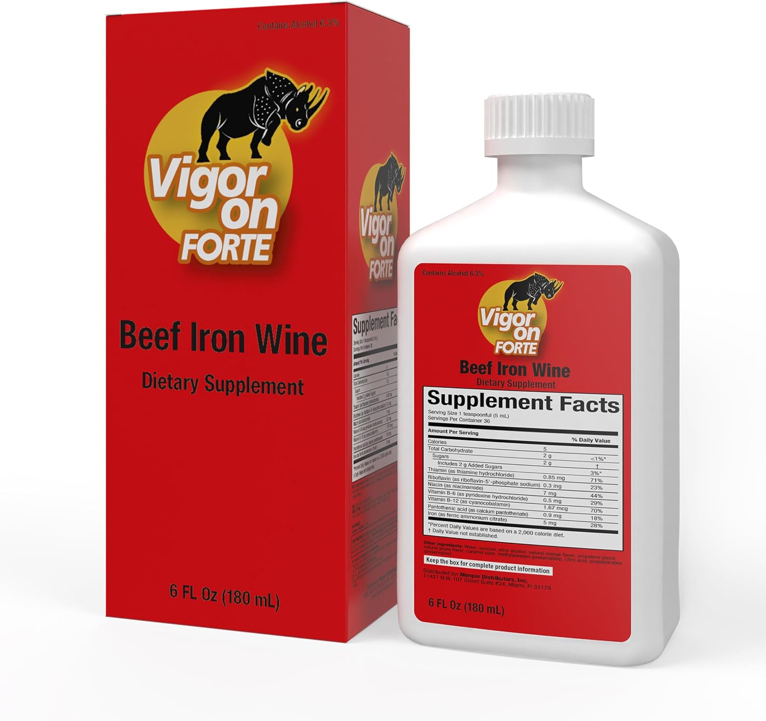 VIGORON FORTE Estimulante del apetito – Suplemento de hierro con complejo de vitaminas B, B12 y multivitamínico energético – Ayuda natural para recuperar el apetito – Vegano, sin OGM – 6 fl oz (1 paquete)