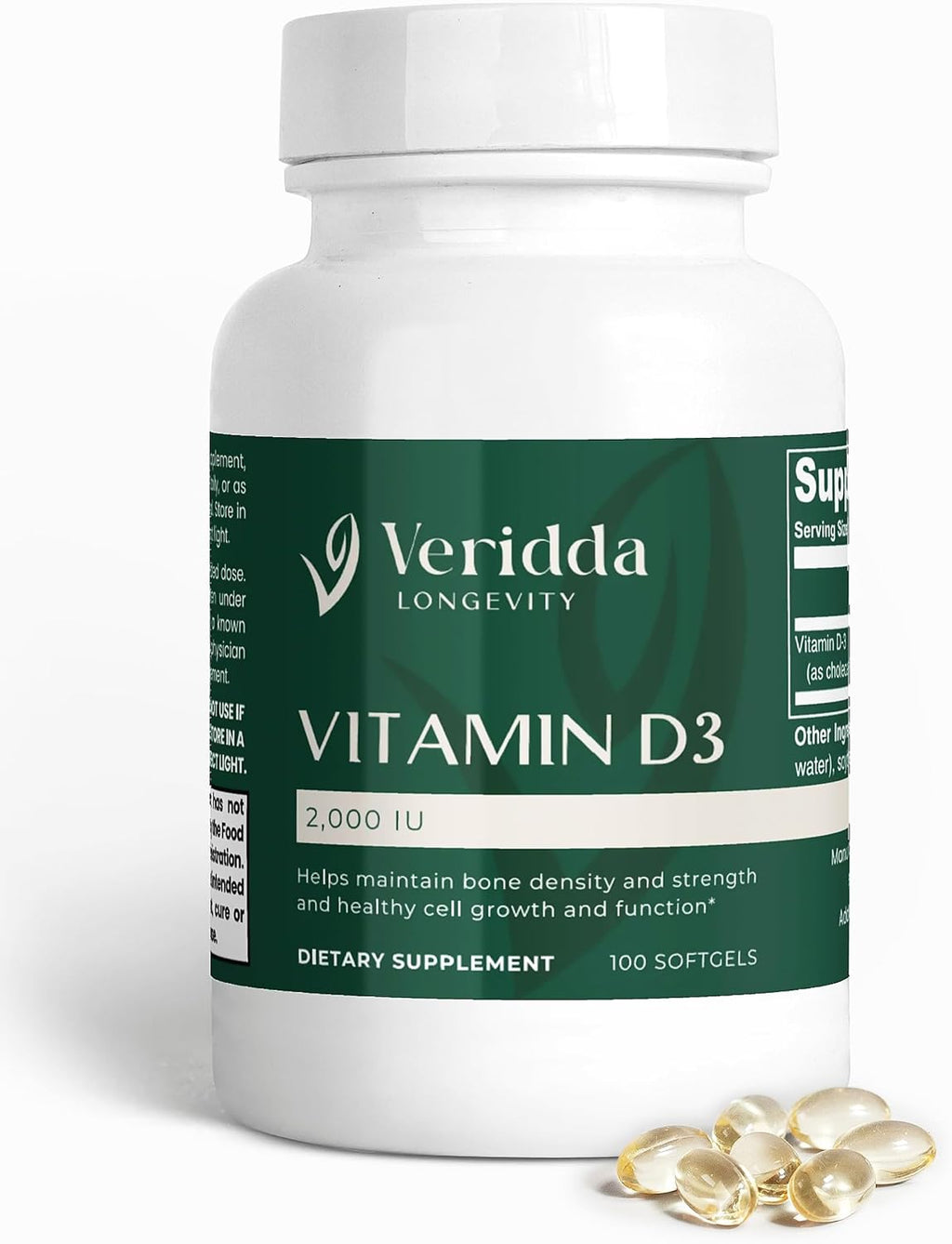 Vitamina D3 2000 UI – 100 Cápsulas Blandas Sin Gluten