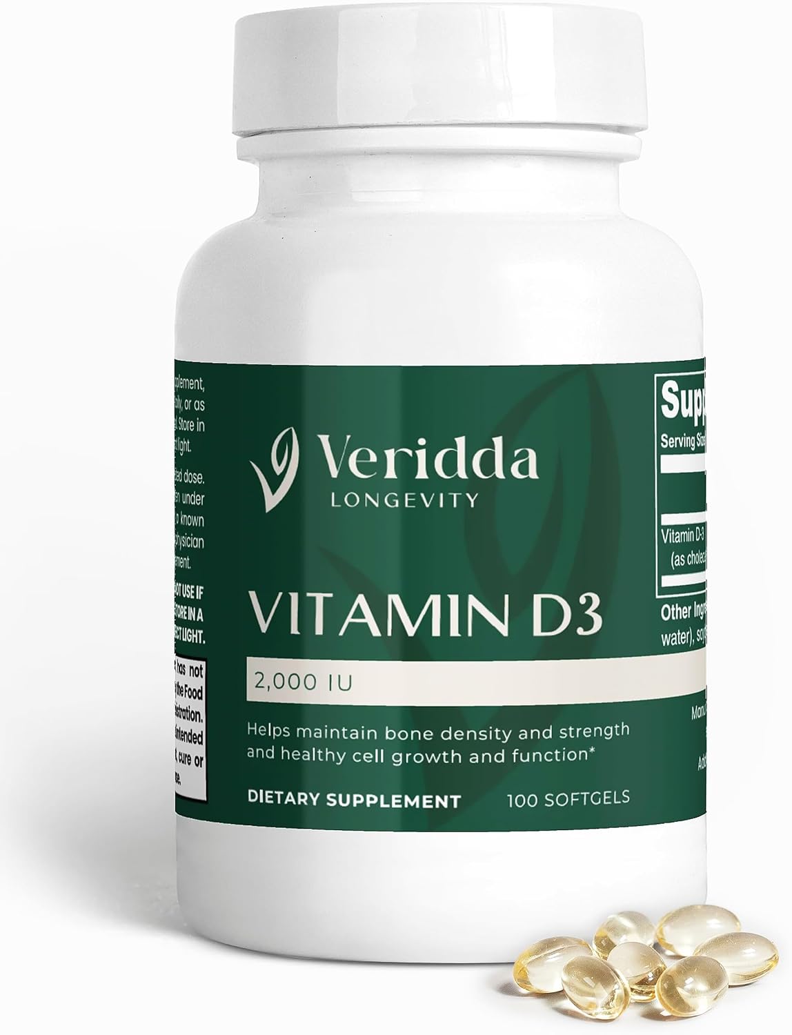 Vitamina D3 2000 UI – 100 Cápsulas Blandas Sin Gluten
